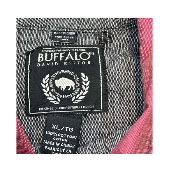 Buffalo by David Bitton Shirt Men's XL Red Cotton Pockets Long Sleeve Button-Up - Picture 3 of 7
